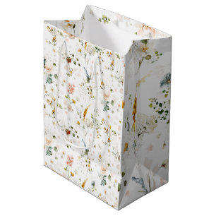Sac Cadeau Moyen Elégant jardin Fleur sauvage aquarelle