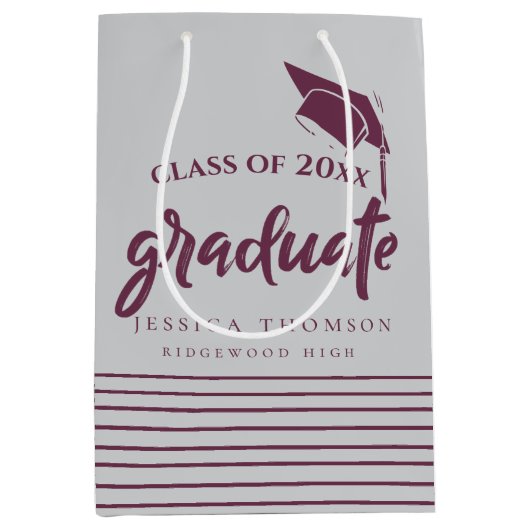 Sac Cadeau Moyen Elegant Lines Grad Casquette Graduation Party Favo (Devant)