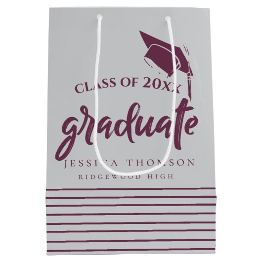 Sac Cadeau Moyen Elegant Lines Grad Casquette Graduation Party Favo (Dos)