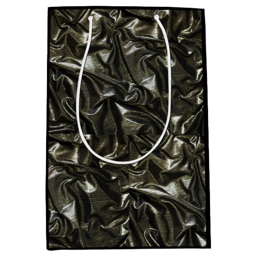 Sac Cadeau Moyen Elégant look satin noir (Devant)