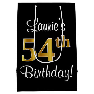 Sac Cadeau Moyen Elégant, Luxueux, Faux Gold Look 54e anniversaire