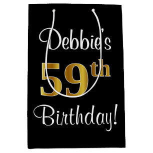 Sac Cadeau Moyen Elégant, Luxueux, Faux Gold Look 59e anniversaire