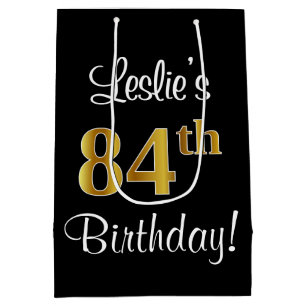 Sac Cadeau Moyen Elégant, Luxueux, Faux Gold Look 84e anniversaire