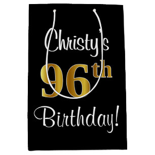 Sac Cadeau Moyen Elégant, Luxueux, Faux Gold Look 96e anniversaire