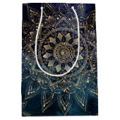 Sac Cadeau Moyen Elégant Mandala Gold Blue Galaxy (Devant)