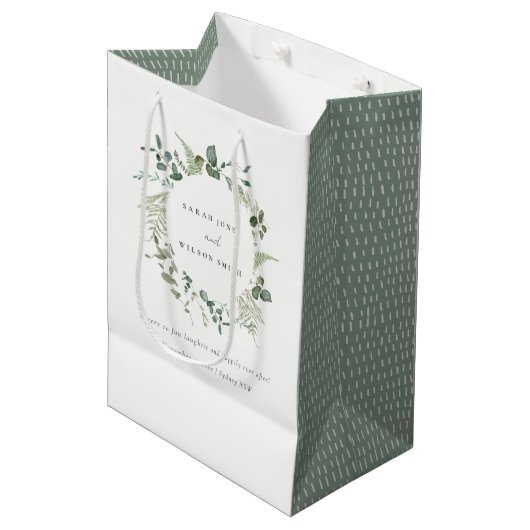 Sac Cadeau Moyen Elégant Mariage d'aquarelle d'Eucalyptus Botanique (Devant Angle)