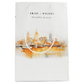 Sac Cadeau Moyen Élégant Mariage d'aquarelle Skyline de Nashville C (Devant)