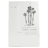 Sac Cadeau Moyen Élégant Mariage de croquis de palmier côtier tropi (Dos)