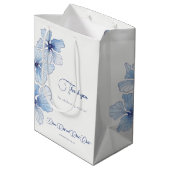 Sac Cadeau Moyen Élégant Mariage de fleurs bleues (Dos Angle)