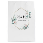 Sac Cadeau Moyen Élégant Mariage de Monogramme Vert Eucalyptus (Devant)