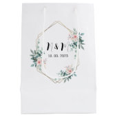 Sac Cadeau Moyen Élégant Mariage de Monogramme Vert Eucalyptus (Dos)