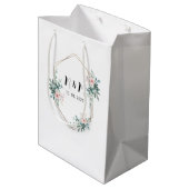 Sac Cadeau Moyen Élégant Mariage de Monogramme Vert Eucalyptus (Dos Angle)