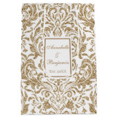 Sac Cadeau Moyen Élégant Mariage de Parties scintillant White and G (Dos)