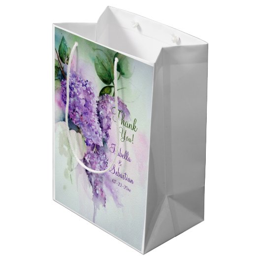 Sac Cadeau Moyen Élégant Mariage Lilac Flowers (Dos Angle)