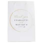 Sac Cadeau Moyen Élégant Mariage or Merci (Devant)