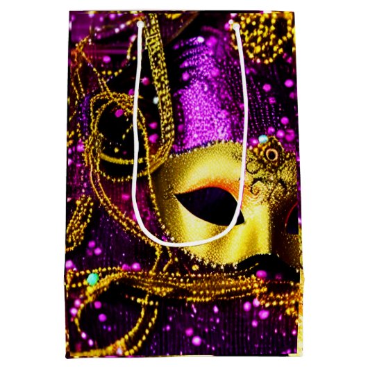 Sac Cadeau Moyen Elégant Masque Or (Dos)