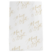 Sac Cadeau Moyen Elegant Merry & Bright Gold Script Christmas (Dos)