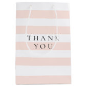 Sac Cadeau Moyen Élégant Moderne Rayures Blanches et Pêches  (Devant)