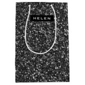 Sac Cadeau Moyen Élégant Monogramme de Parties scintillant de Faux  (Devant)