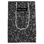 Sac Cadeau Moyen Élégant Monogramme de Parties scintillant de Faux  (Dos)