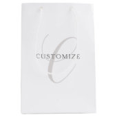 Sac Cadeau Moyen Élégant Monogramme moderne | Gris et blanc (modifi (Devant)