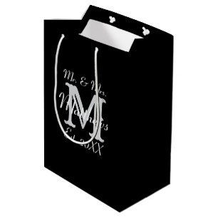 Sac Cadeau Moyen Élégant Monsieur et Madame Nouvellement Mariés Typ