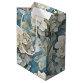 Sac Cadeau Moyen Elégant moody bleu poussiéreux flores d'aquarelle (Dos Angle)