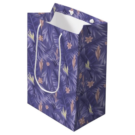 Sac Cadeau Moyen élégant motif à carreaux fleuris periwinkle (Devant Angle)