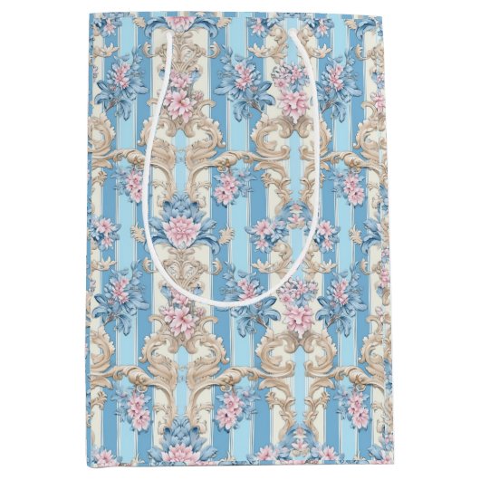 Sac Cadeau Moyen Élégant motif baroque pastel (Devant)