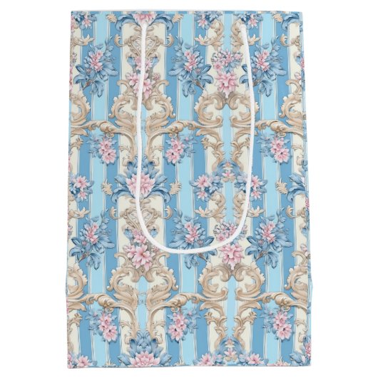 Sac Cadeau Moyen Élégant motif baroque pastel (Dos)