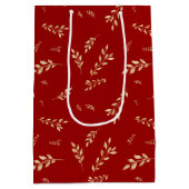 Sac Cadeau Moyen Élégant Motif botanique rouge et or (Dos)