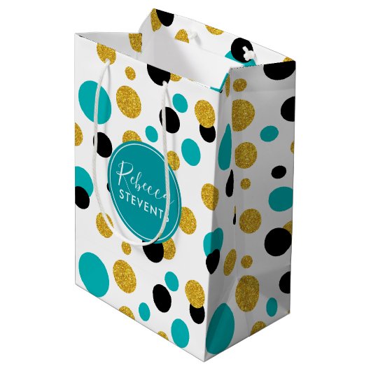 Sac Cadeau Moyen Elégant Motif coloré points (Dos Angle)