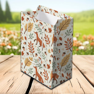 Sac Cadeau Moyen Élégant Motif d'automne scandinave
