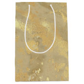 Sac Cadeau Moyen Elégant Motif moderne en marbre d'or Faux (Devant)
