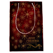 Sac Cadeau Moyen Élégant Motif RED OR Joyeux Noël (Devant)