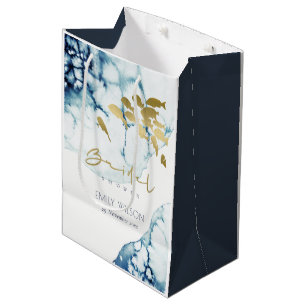 SAC CADEAU MOYEN ÉLÉGANT NAVY OR BLEU NUIT POISSON SOUS-MARIN ENTER