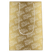 Sac Cadeau Moyen Élégant or Joyeux Noël Calligraphie Script (Dos)