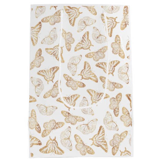 Sac Cadeau Moyen Élégant papillon Parties scintillant or (Dos)