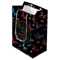 Élégant Papillons colorés sur Mariage noir