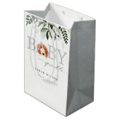 Sac Cadeau Moyen Élégant Pastel Cute Lion Foliage Baby Sprinking (Dos Angle)