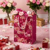 Sac Cadeau Moyen Elegant Pink Roses Gift Bag