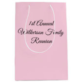 Sac Cadeau Moyen Élégant Rose de Réunion Familiale (Devant)