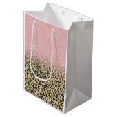 Sac Cadeau Moyen Élégant Rose Parties scintillant or Empreinte de l (Devant Angle)