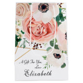 Sac Cadeau Moyen Élégant rose Peach Floral Fleurs (Dos)