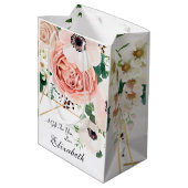Sac Cadeau Moyen Élégant rose Peach Floral Fleurs (Dos Angle)