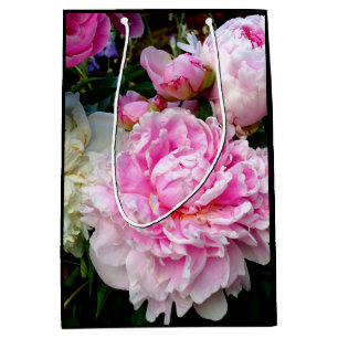 Sac Cadeau Moyen Elégant rose peony blanc floral jardin photo