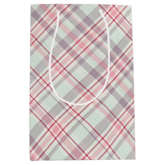 Sac Cadeau Moyen Élégant Rustic Classy Plaid Motif (Devant)