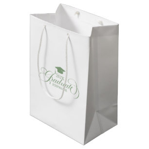 Sac Cadeau Moyen Élégant Sage Vert Sage Gradué Typographie Script