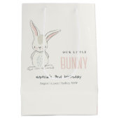 Sac Cadeau Moyen Élégant Simple Cute Blush Pink Bunny Anniversaire  (Dos)