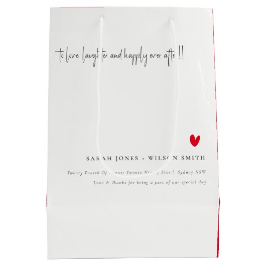 Sac Cadeau Moyen Élégant Simple Minimal Red Heart Script Mariage (Dos)